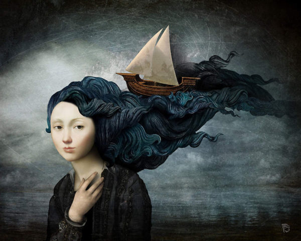 Quest'opera di Christian Schloe mostra una barca che naviga tra i capelli d'onda delle ragazza, come se volesse entrarle dentro e scoprire di chi si tratti veramente; o per sottolineare quanto gli uomini e il mare siano intimamente legati